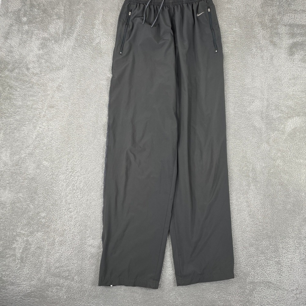Nike Track Pants Mens Medium Gray Y2K Nike Fit Dry Zip Ankle Windbreaker Joggers